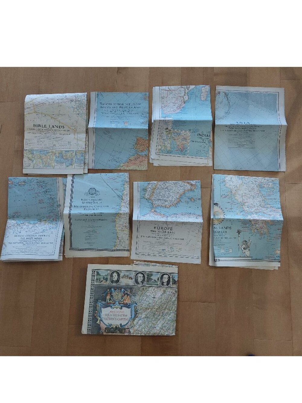 Vintage 1930s 40s National Geographic Map Lot Wall Art Europe Asia Mediterranean